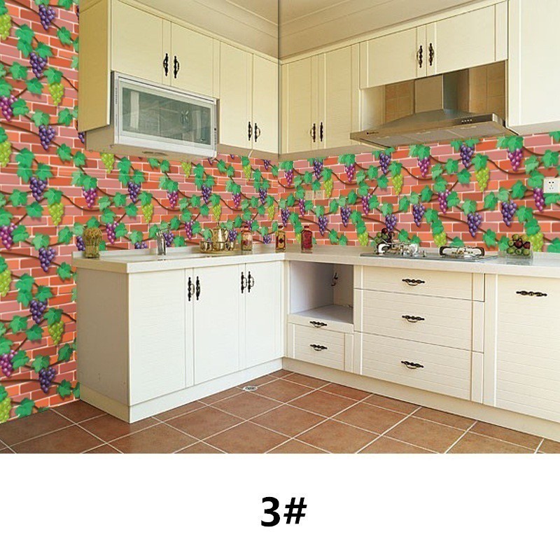 Nhãn dán tường họa tiết giả viên gạch 3D