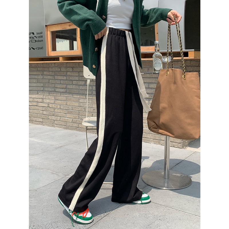 Porozi  Quần dài thể thao  ống rộng phong cách Hàn Quốc