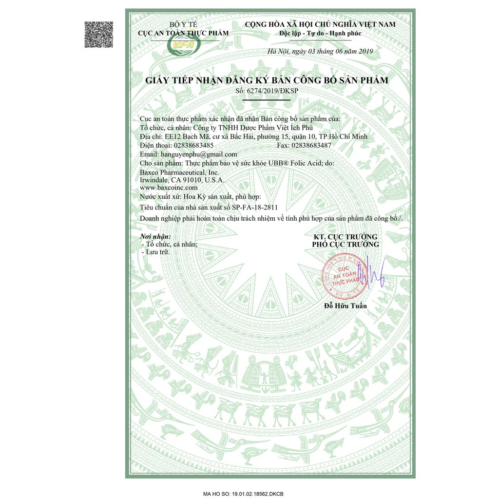 Viên uống FOLIC ACID 800mcg UBB lọ 100 viên giúp bổ bà bầu thai kì khỏe mạnh