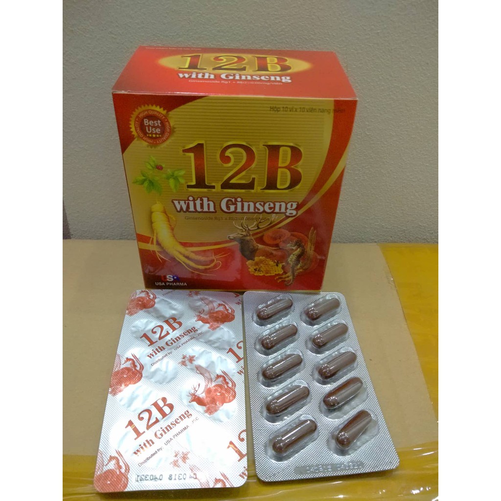 VIÊN UỐNG 12B WITH GINSENG PHỤC HỒI SỨC KHỎE - NÂNG CAO TRÍ LỰC - BỒI BỔ CƠ THỂ - BỔ SUNG CÁC VITAMIN - HỘP 100 VIÊN | BigBuy360 - bigbuy360.vn