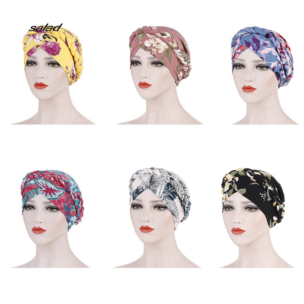 Mũ Turban Trùm Đầu In Hoa Thời Trang Cho Phụ Nữ Hồi Giáo