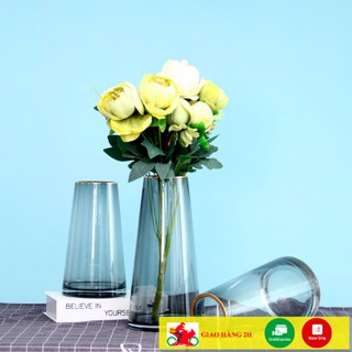 Lọ hoa thuỷ tinh, bình hoa thủy tinh viền vàng may decor - phong cách bắc âu mang đến sự sang trọng tinh tế