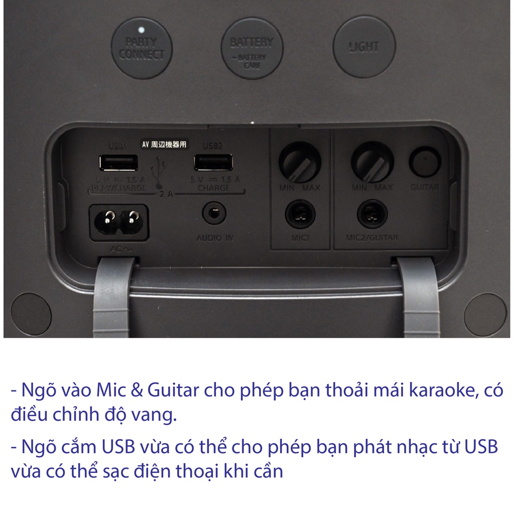 [Mã ELHACE giảm 4% đơn 300K] Loa không dây Sony SRS-XP500 ngõ vào Mic và Guitar