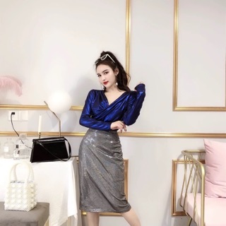 Chân váy thun nhũ bóng