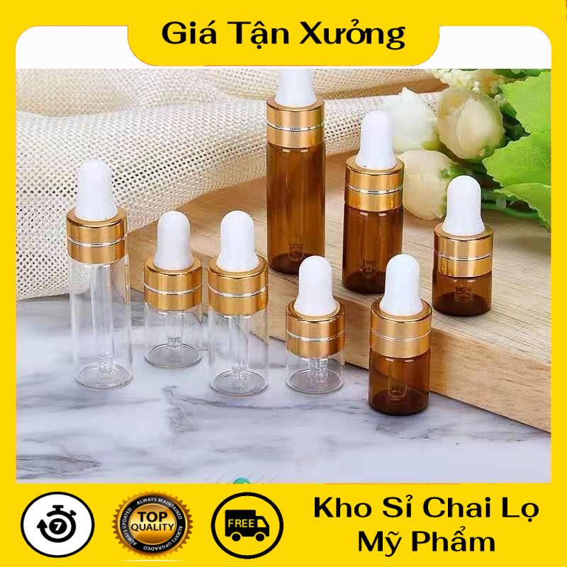 Lọ đựng tinh dầu thủy tinh mỏng Khoen vàng chiết mỹ phẩm
