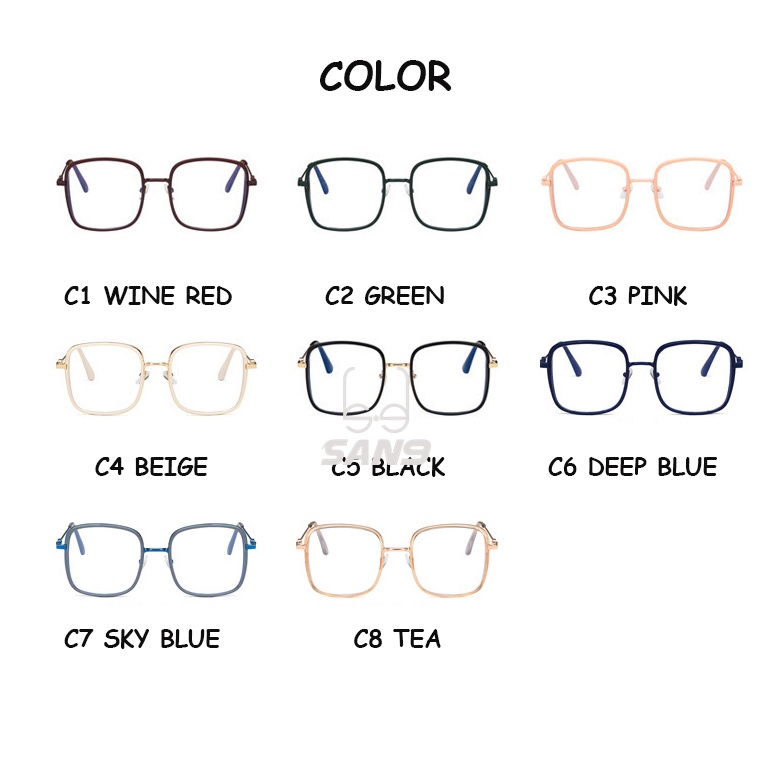 Mắt kính gọng vuông bằng kim loại nhiều màu sắc thời trang dành cho nữ