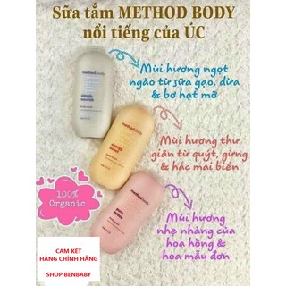 Sữa tắm organic Method Body 532ml, sữa tắm dưỡng ẩm, hương thơm ngọt ngào