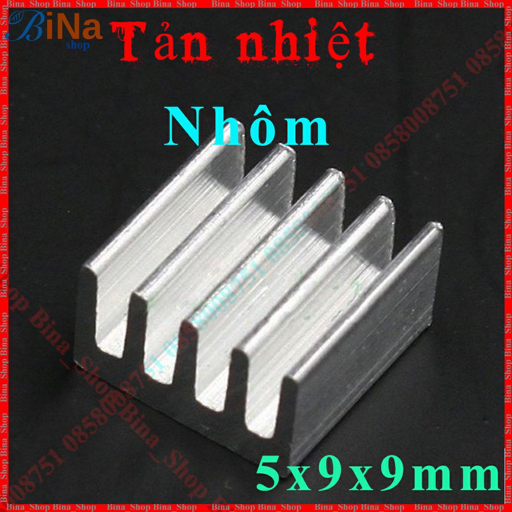 Tản nhiệt nhôm 5x9x9mm màu bạc