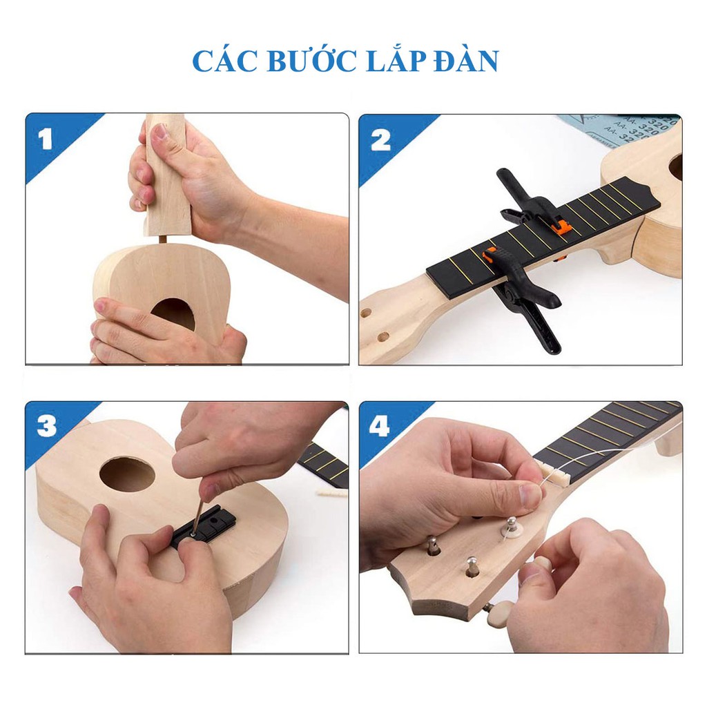 [GIÁ HỦY DIỆT] Đàn UKULELE Soprano tự lắp đầy đủ phụ kiện lắp đặt và màu vẽ tự trang trí đàn ukulele giá rẻ