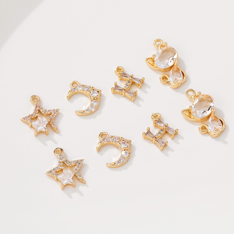 Mặt Dây Chuyền Mạ Vàng 18K Hình Mèo Đính Đá Zircon Nhiều Màu Sắc Sang Trọng diy