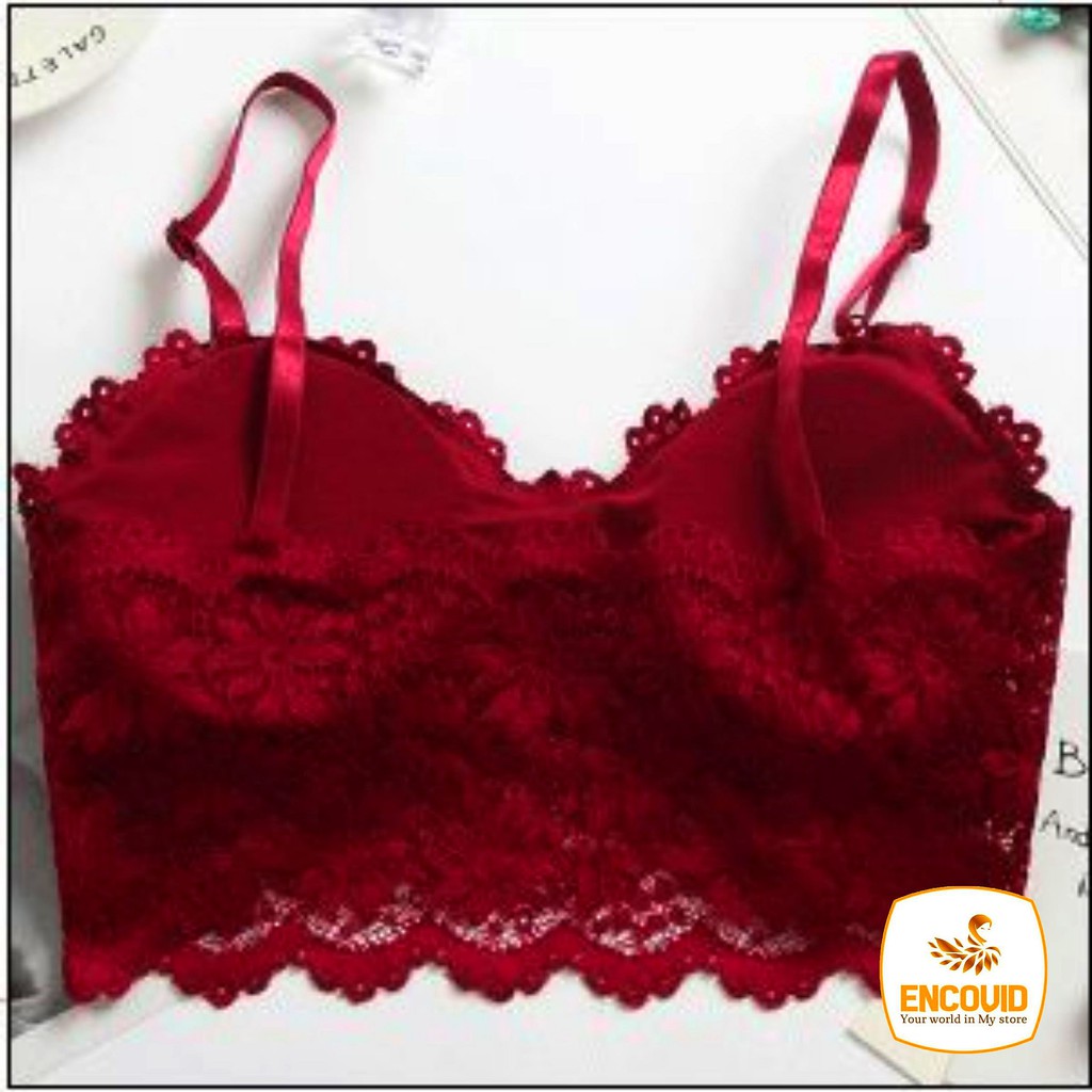 Áo bra nữ len ren hoa quây 2 dây quyên rũ cao cấp giá rẻ ENCOVID ALN42