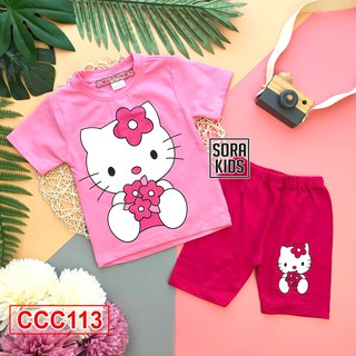 Bộ quần áo ngố hình in thú cho bé gái 2-10 Tuổi Sorakids size Từ 9-19 Kg