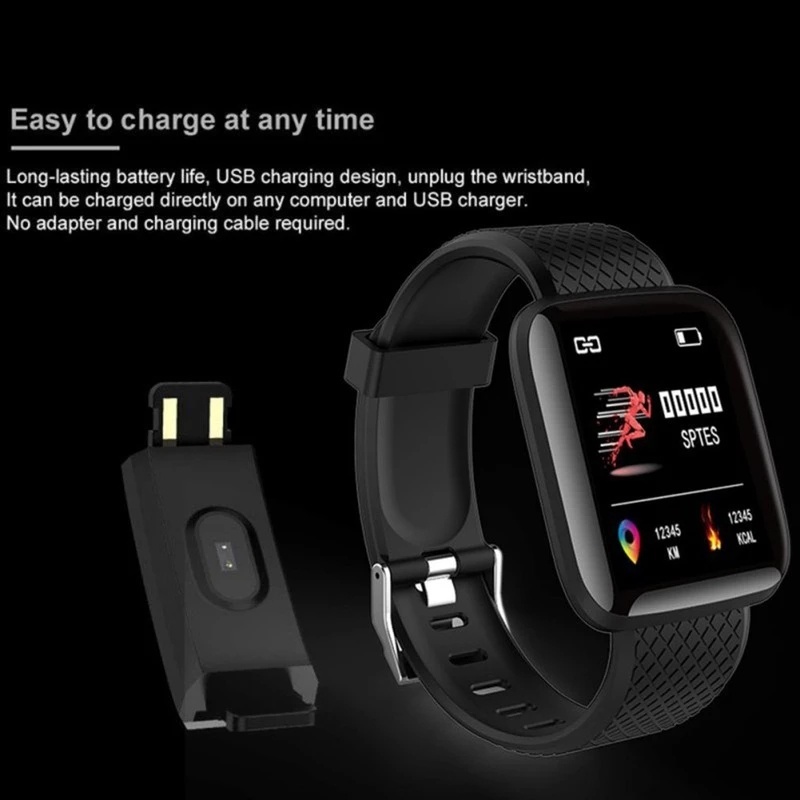 Đồng hồ đeo tay thông minh TZUZL 116plus kết nối bluetooth đo nhịp tim/huyết áp 2021 cho nam nữ