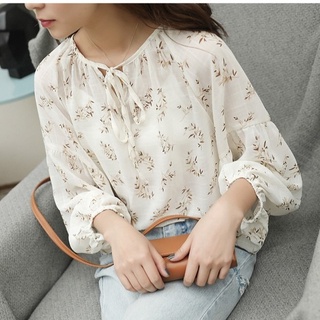 Áo Chiffon Tay Dài In Họa Tiết Hoa Phong Cách Hàn Quốc Thời Trang Cho Nữ 1204