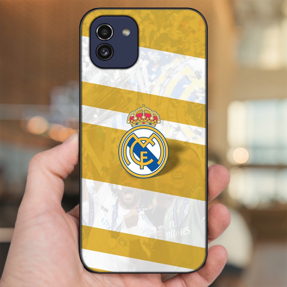 Ốp lưng Samsung A03 viền đen in hình Real Madrid