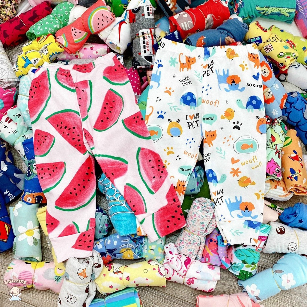 Quần Thun Bozip Dài Bé Gái Chất Cotton Dày Thấm Hút Mồ Hôi Họa Tiết Dễ Thương Loại 1