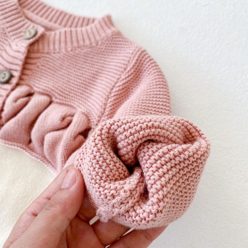 Bộ áo liền quần dệt kim thời trang dễ thương cho bé