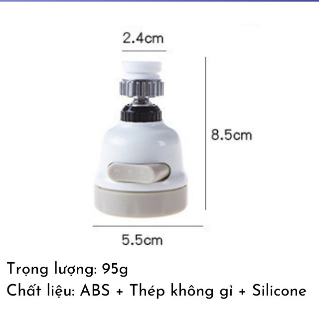 Vòi xịt tăng áp, đầu vòi xịt tăng áp xoay 360 độ và 2 chế độ xịt nước thông minh tiện ích GD188