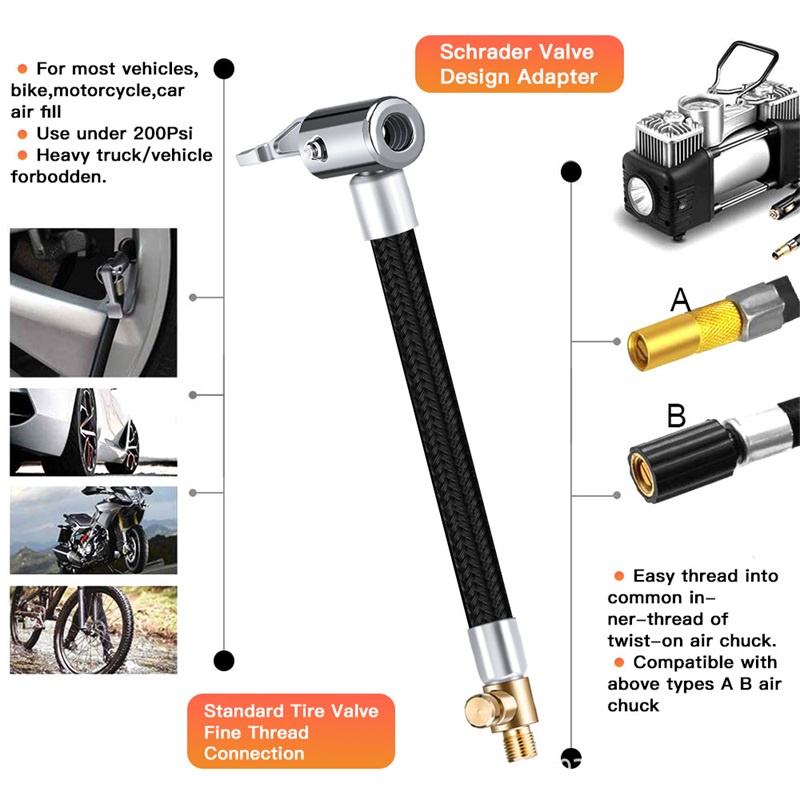 Ống Nối Dài Cho Ống Bơm Xe Đạp/Xe Máy/Xe Hơi