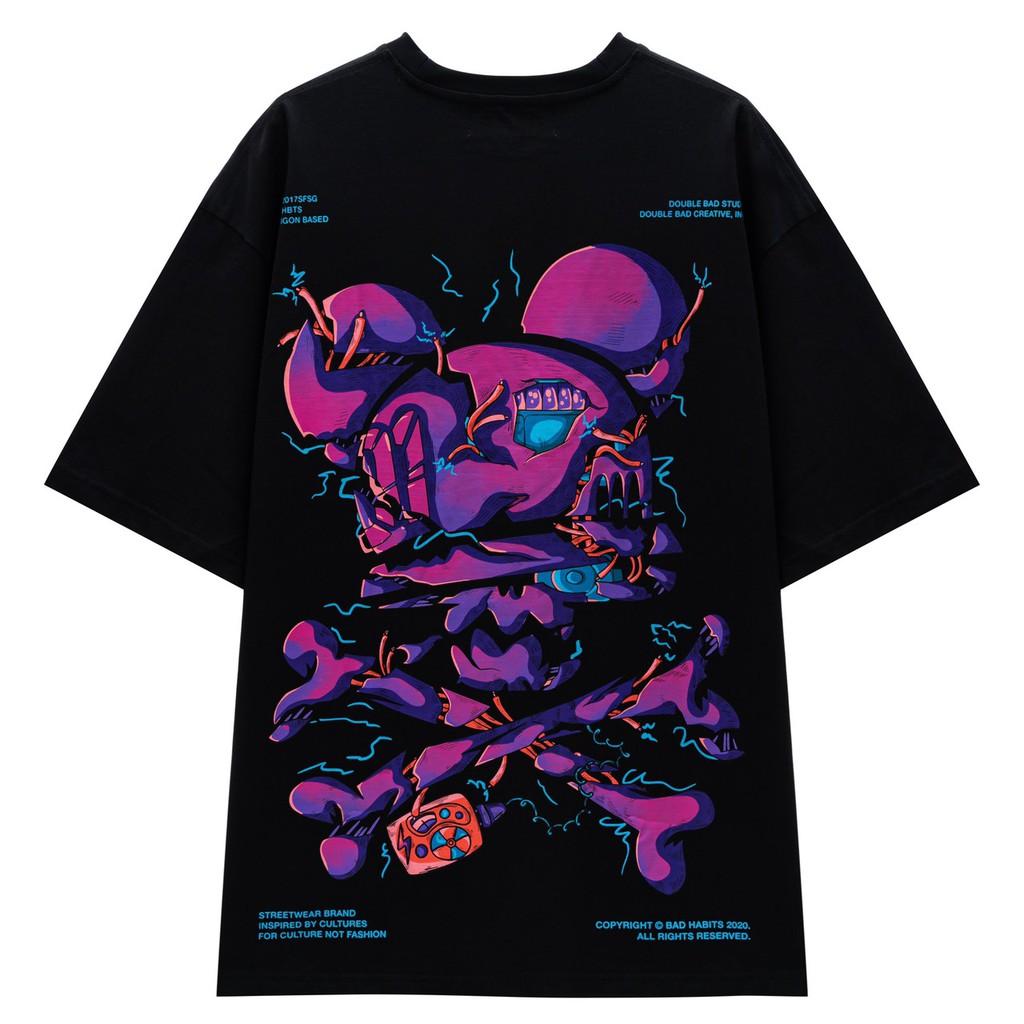 Áo Thun Unisex Bad Habits Cracken Đen 100% Cotton - Local Brand Chính Hãng | BigBuy360 - bigbuy360.vn