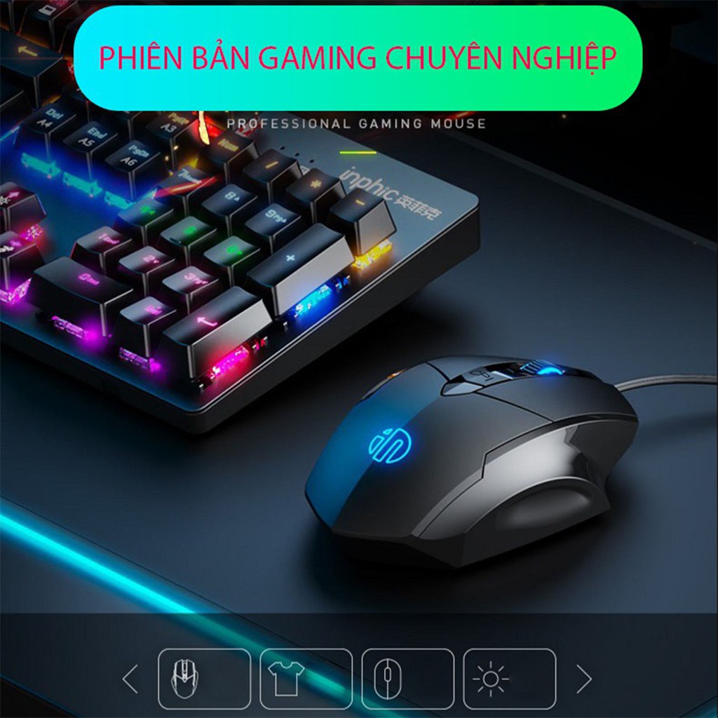 Chuột máy tính Gaming chơi game P1W có dây Silent 4000 DPI Led RBG phù hợp Laptop PC vi tính