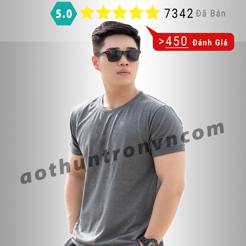 Áo thun nam trơn cotton 4 chiều áo phông ngắn tay cổ tròn RIN STORE Màu Xám Chuột phom basic suông rộng