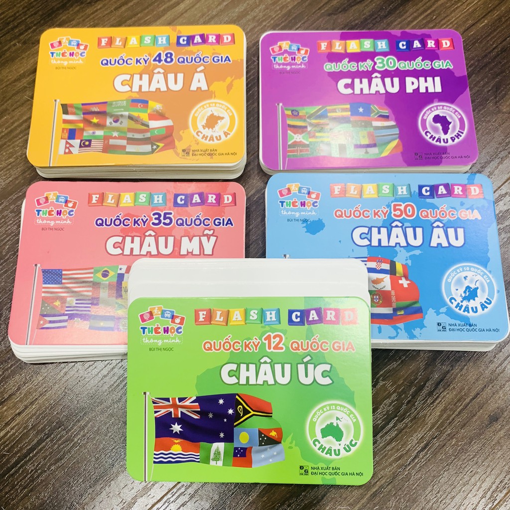 Thẻ Học Song Ngữ Bibo Quốc Kỳ Các Nước 5 Châu Lục Có Phiên Âm