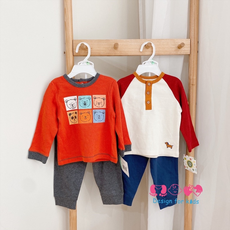 Bộ dài tay vải cotton, waffle hàng xuất Little me mẫu mới 2022 siêu xinh cho bé trai