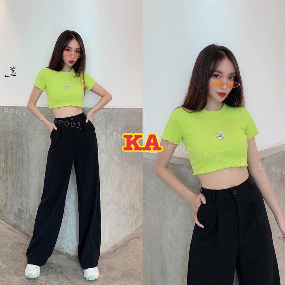 [GIÁ SỈ] Áo croptop cổ tròn thêu hoa chất cotton dày dặn co giãn 4 chiều SABI SHOP FREE SIZE DƯỚI 60KG | BigBuy360 - bigbuy360.vn
