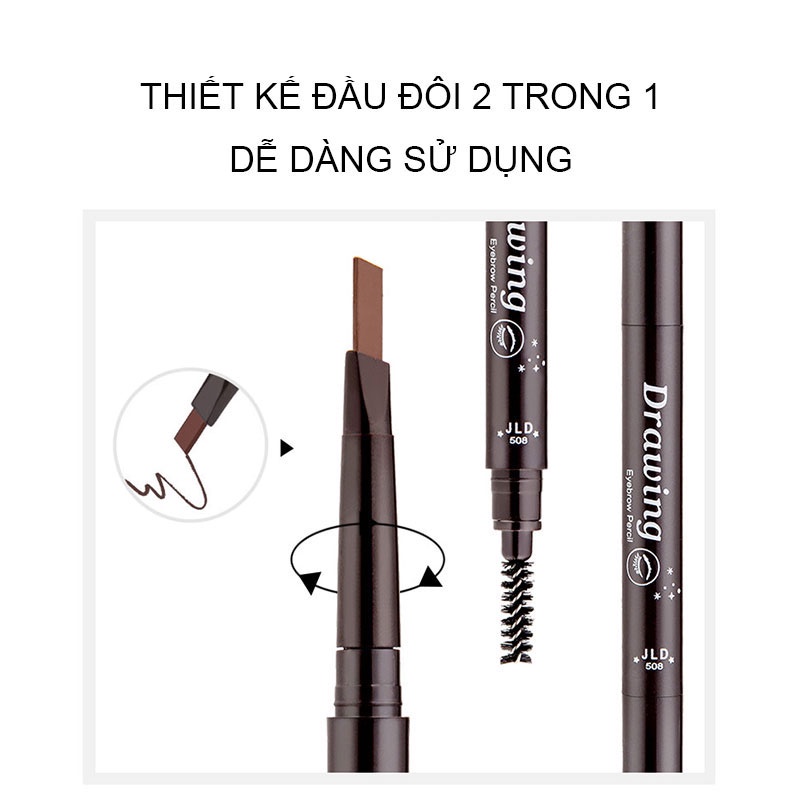[Hàng mới về] Bút chì kẻ lông mày 2 trong 1 chống nước lâu trôi 4 màu tùy chọn thời thượng
