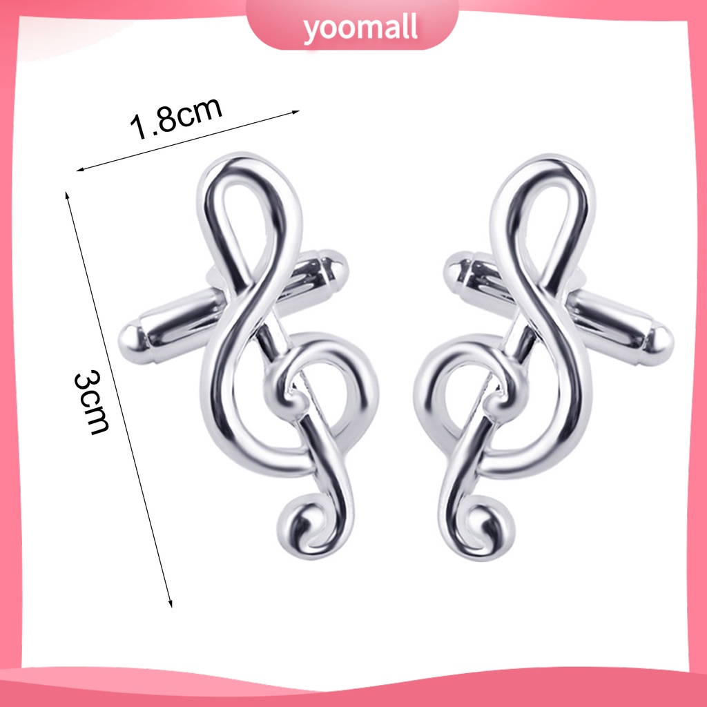 Khuy măng sét mạ bạc thiết kế hình nốt nhạc thời trang thanh lịch cho nữ