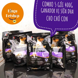 [SIÊU TIẾT KIỆM] [Combo 5 gói] Thức Ăn Hạt Khô Cho Chó Con Ganador Puppy 400g Vị Sữa Và DHA