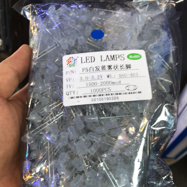 Led siêu sáng 5mm gói 1000 bóng .(đục)