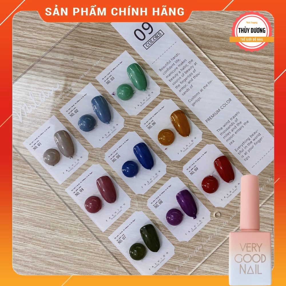 [02] Set sơn gel thạch 9 màu Very Good Nail chính hãng 15ml + tặng kèm bảng màu