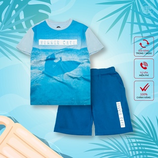 Bộ Quần Áo Bé Trai Size Đại Mặc Mùa Hè Chất Cotton In Summer Wave Size 2-15 Tuổi