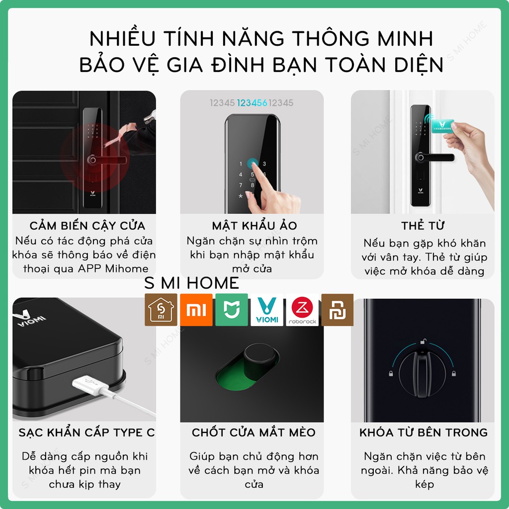 Khóa Vân Tay Thông Minh Xiaomi Viomi MS120 - Kết nối Mi Home | Mẫu mới nhất