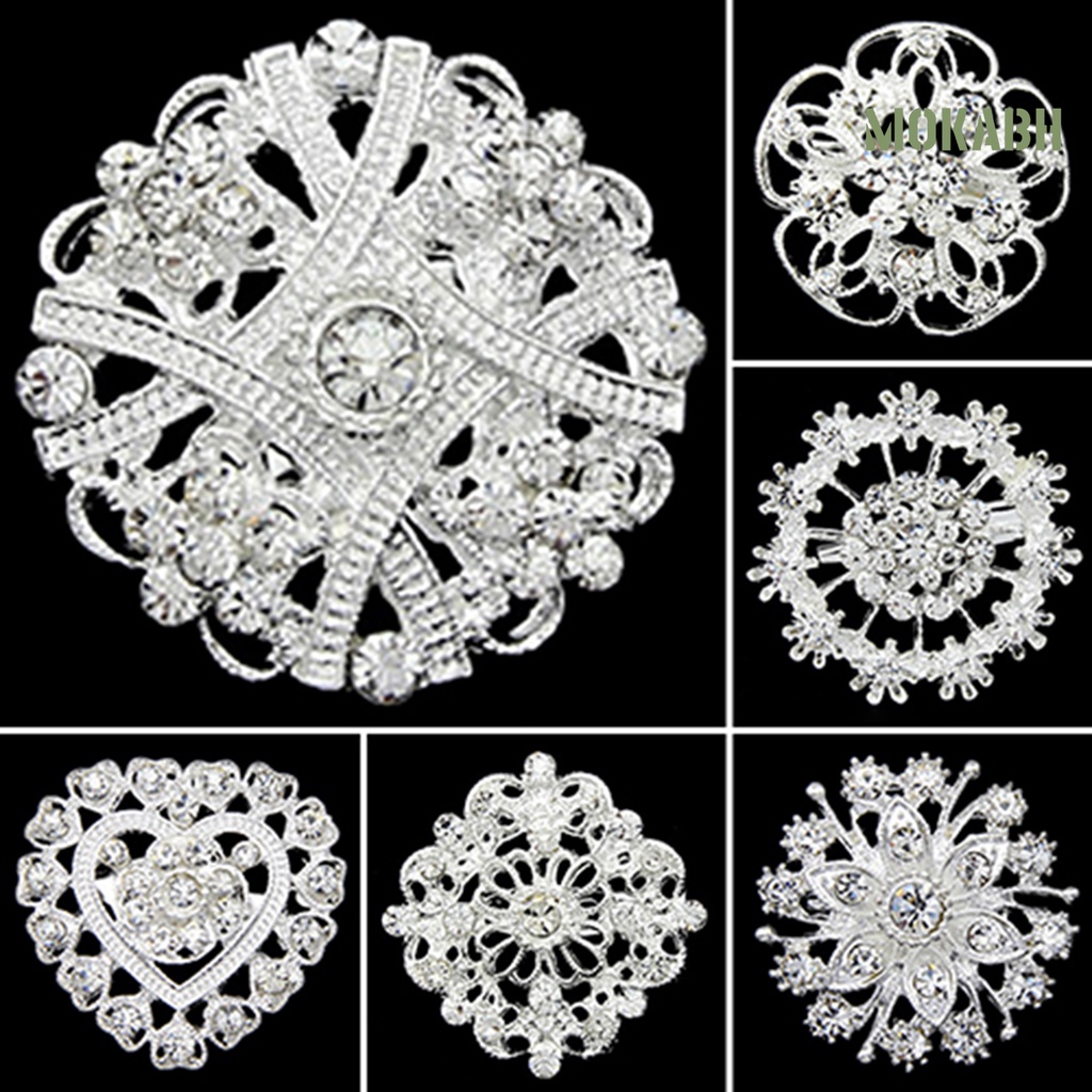 Ghim Cài Áo Hình Hoa / Trái Tim Đính Đá Lấp Lánh Chống Gỉ Sét Cho Nữ