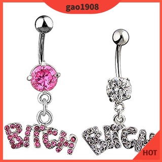 Khuyên rốn hình chữ Bitch đính đá pha lê thời trang