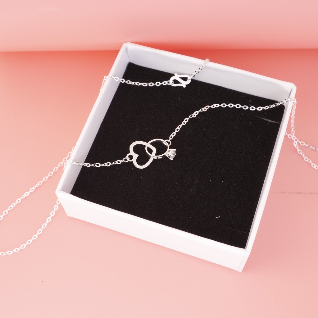 Dây chuyền bạc ATJ2293M mặt liền trái tim kẹp nhẫn ANTA Jewelry