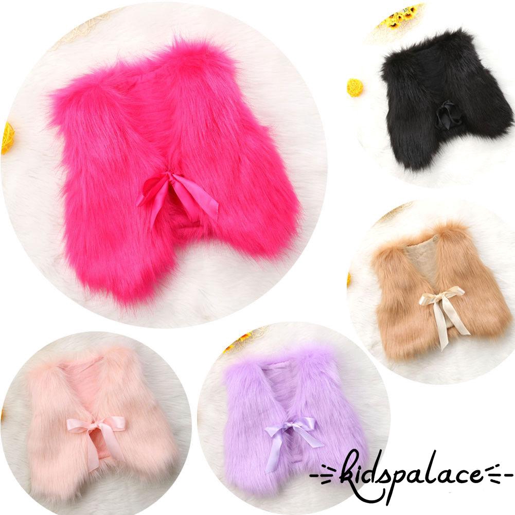 ➤♕❀❤Fashion Baby Girls Kids Winter Warm Toddler Faux Fur Vest Gilet Outerwear Coat Jacket