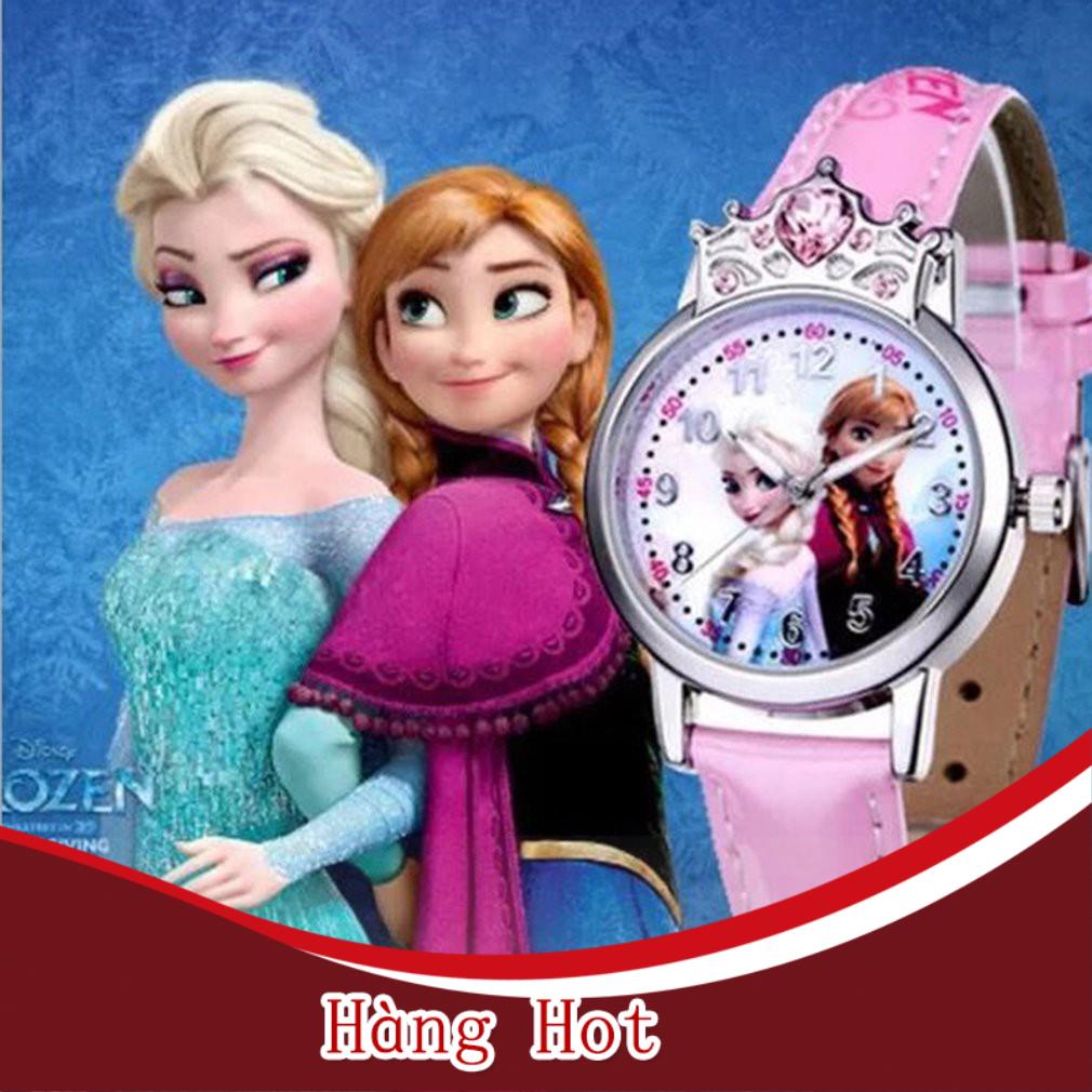Đồng Hồ Dây Da Hình Công Chúa Tuyết Cho Bé Gái