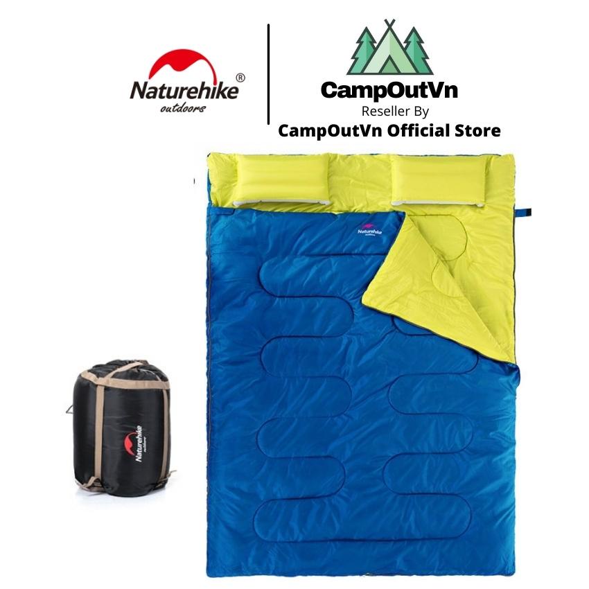 Túi ngủ naturehike campoutvn cắm trại du lịch dã ngoại đôi có gối gọn A156