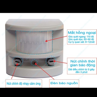 Báo chống trộm hồng ngoại có tích hợp còi hú Hải Hiền HT1A
