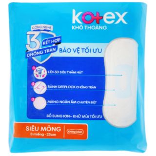 Băng vệ sinh KOTEX ✅Siêu mỏng ✅Không cánh (8 miếng x 23 cm)