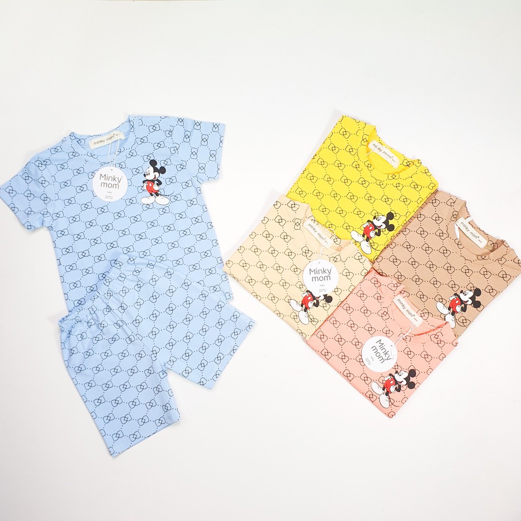 [SALE] Bộ Cộc Tay Cho Bé Trai, Bé Gái Minky Mom Vải Cotton 100% Họa Tiết Mickey, Đồ Bộ Cho Bé Mùa Hè MKM2123