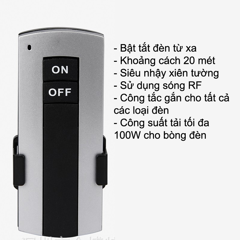 Công tắc Bật Tắt Đèn từ xa tới 20 mét Có Remote siêu nhạy tiện dụng ZD01