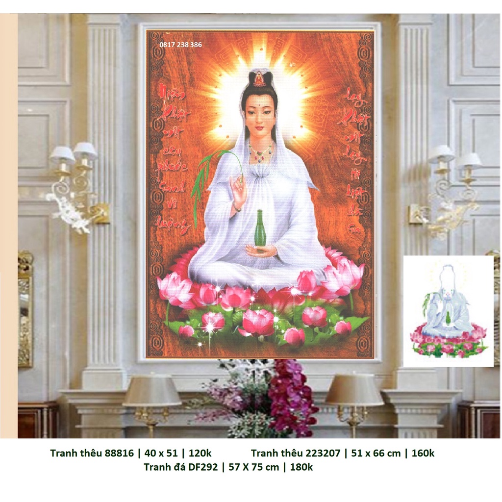 Tranh thêu chữ thập phật quan âm 88816 , 23207
