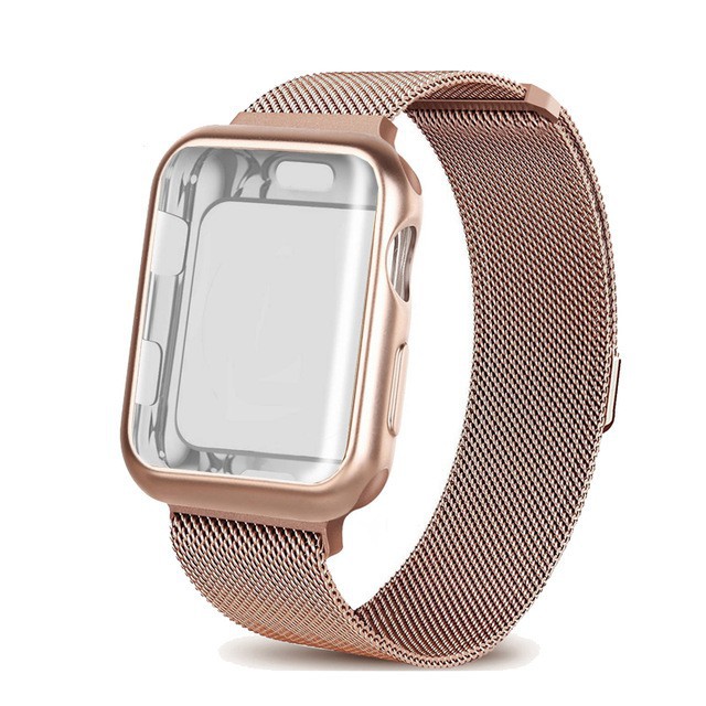 case+strap for Apple Watch 7 45mm 41mm 44mm 40mm 42mm 38mm Milanese Loop Band for iwatch series 7 se 6 5 4 3