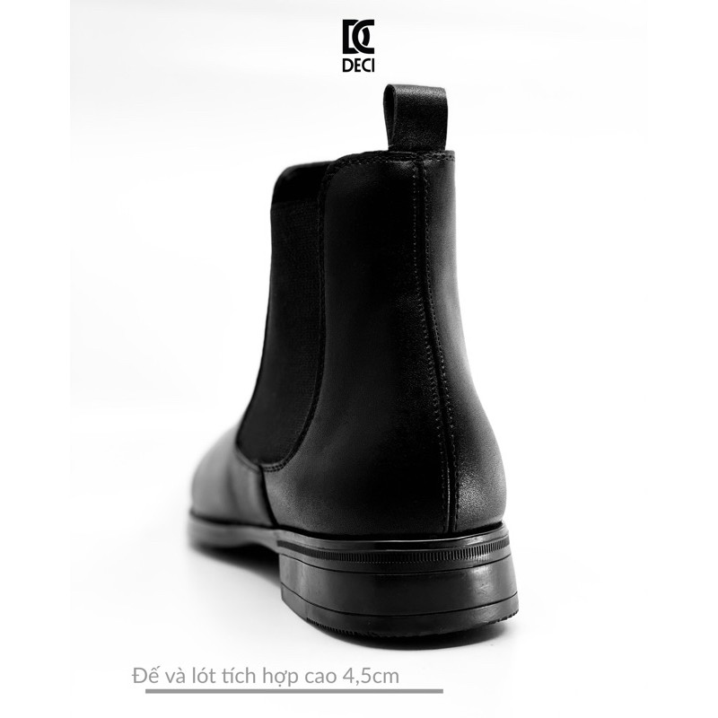 [Mã LTNP50 giảm 50K đơn 150K] Giày nam cao cổ màu đen Chelsea boots da nguyên tấm đế tăng chiều cao DECI Bốt xít | BigBuy360 - bigbuy360.vn