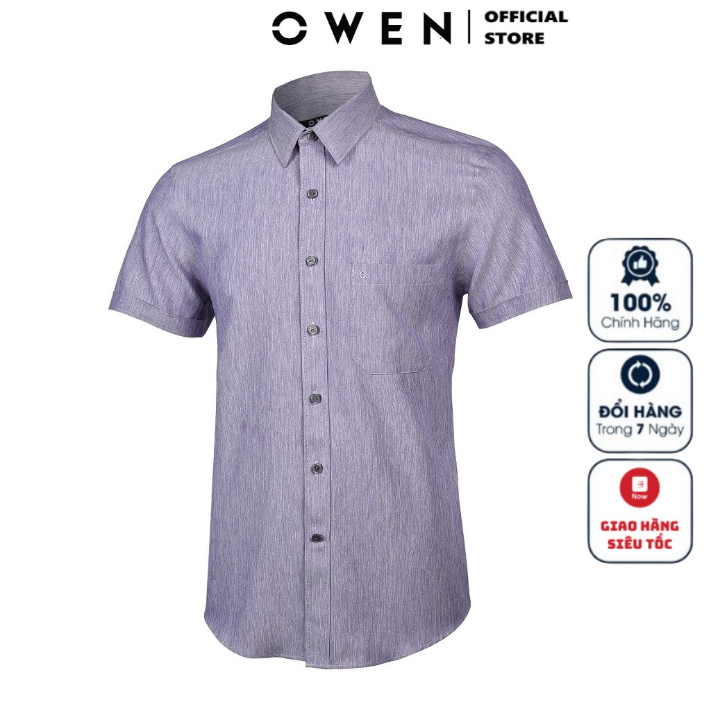 Áo Sơ Mi Nam Tay Ngắn Owen AS90538NT Nâu Cafe Kiểu Dáng Slim Fit